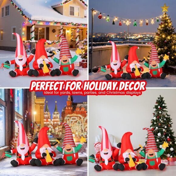 🆕7.55 FT Christmas Inflatables Long Gnome Xmas Blow Up Outdoor Decorations - Picture 8 of 9